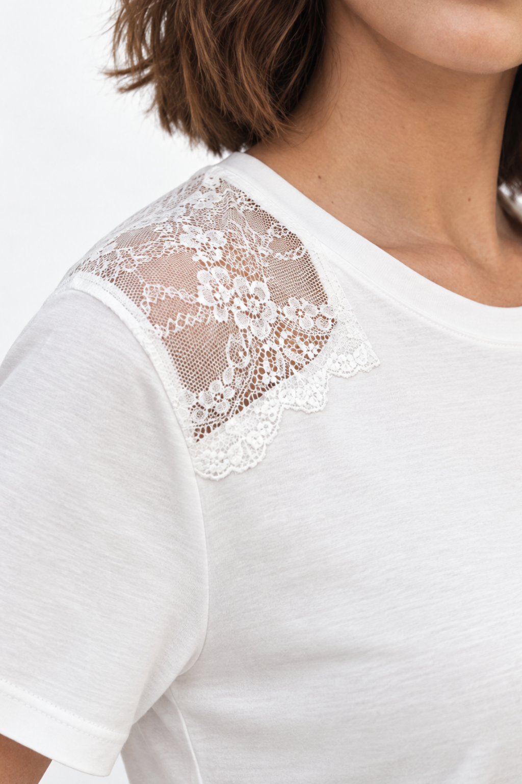 White Modal Lace T-Shirt