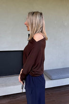Chocolate Tencel Drape Top