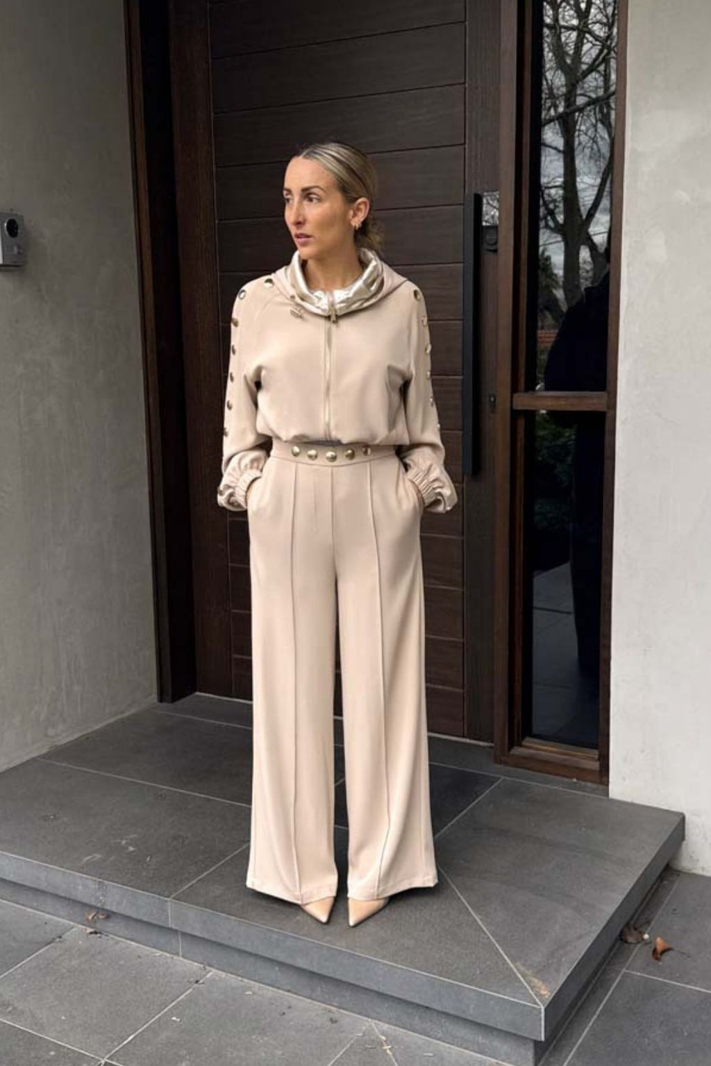 Beige Euro Stud Pant