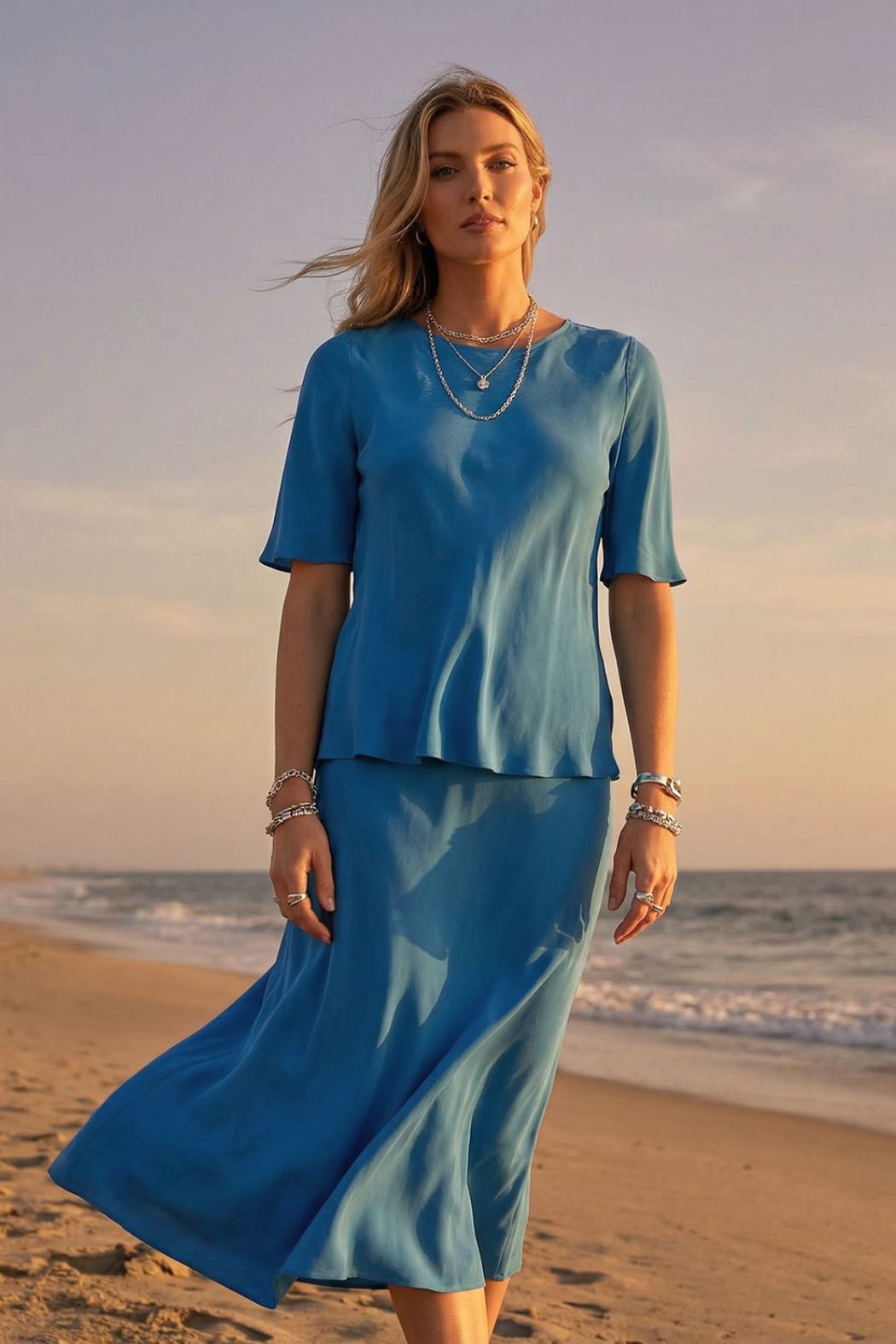 Cobalt Cupro Bias Top