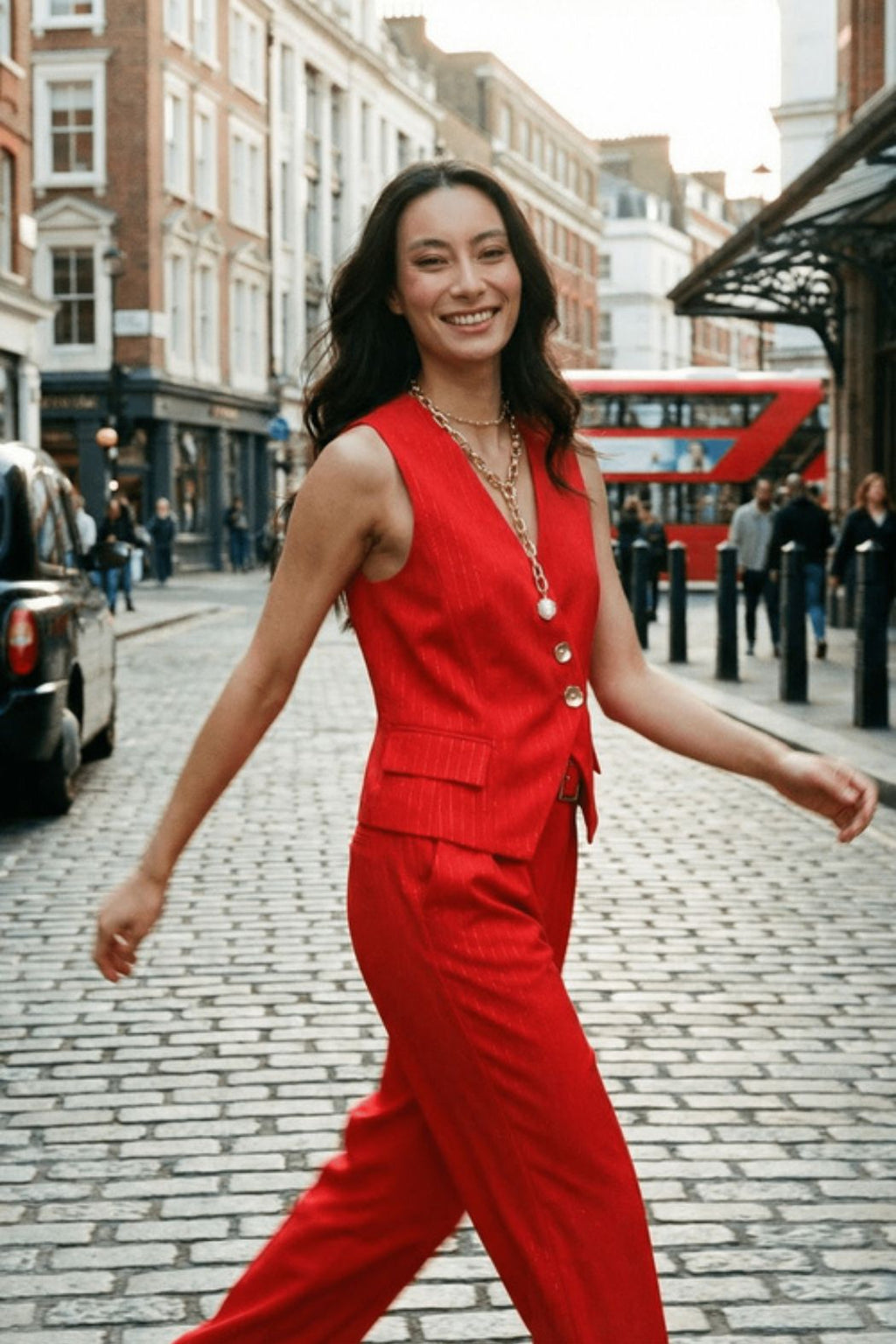 Red Pinstripe Sisca Vest