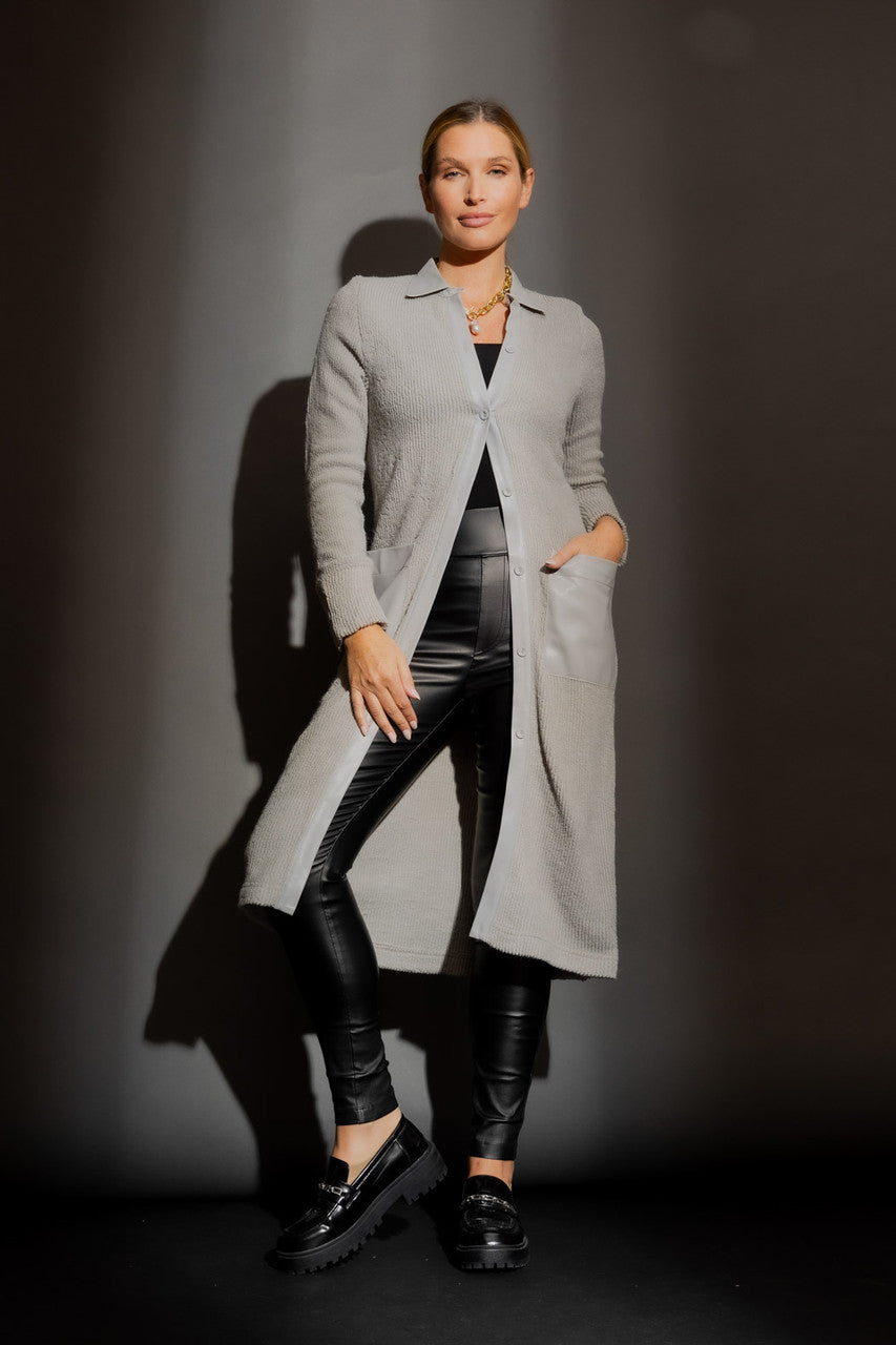 Silver Luxe Rib V Cardigan