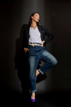 Dark Denim Paperbag Jeans Dark Denim