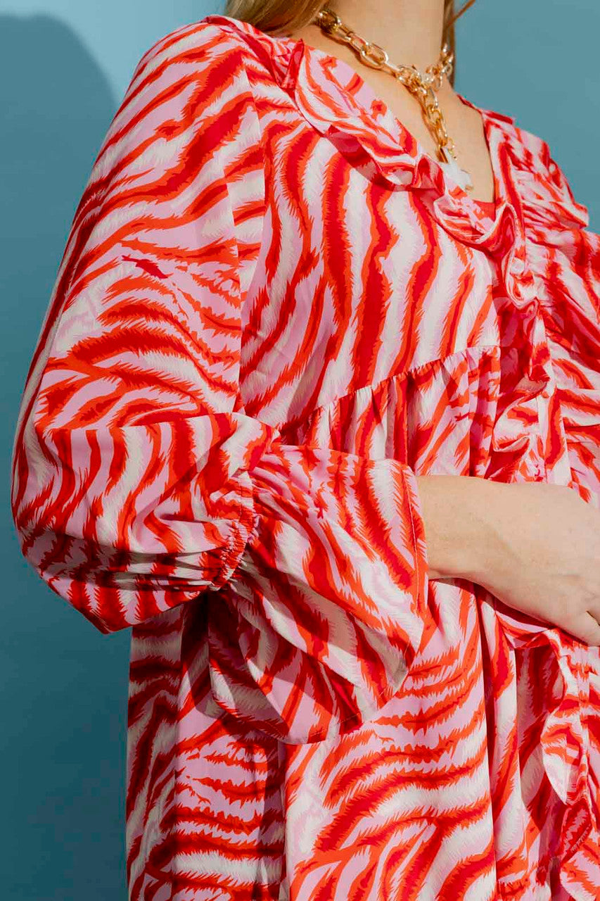 Red/pink Ruffle Dress