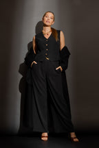 Black Pinstripe Cleo Pant Black Pinstripe