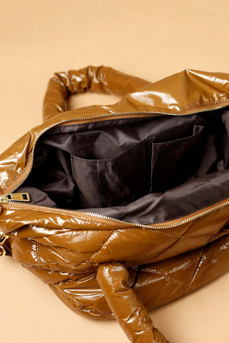 Tan Quilted Tote Bag - SALE
