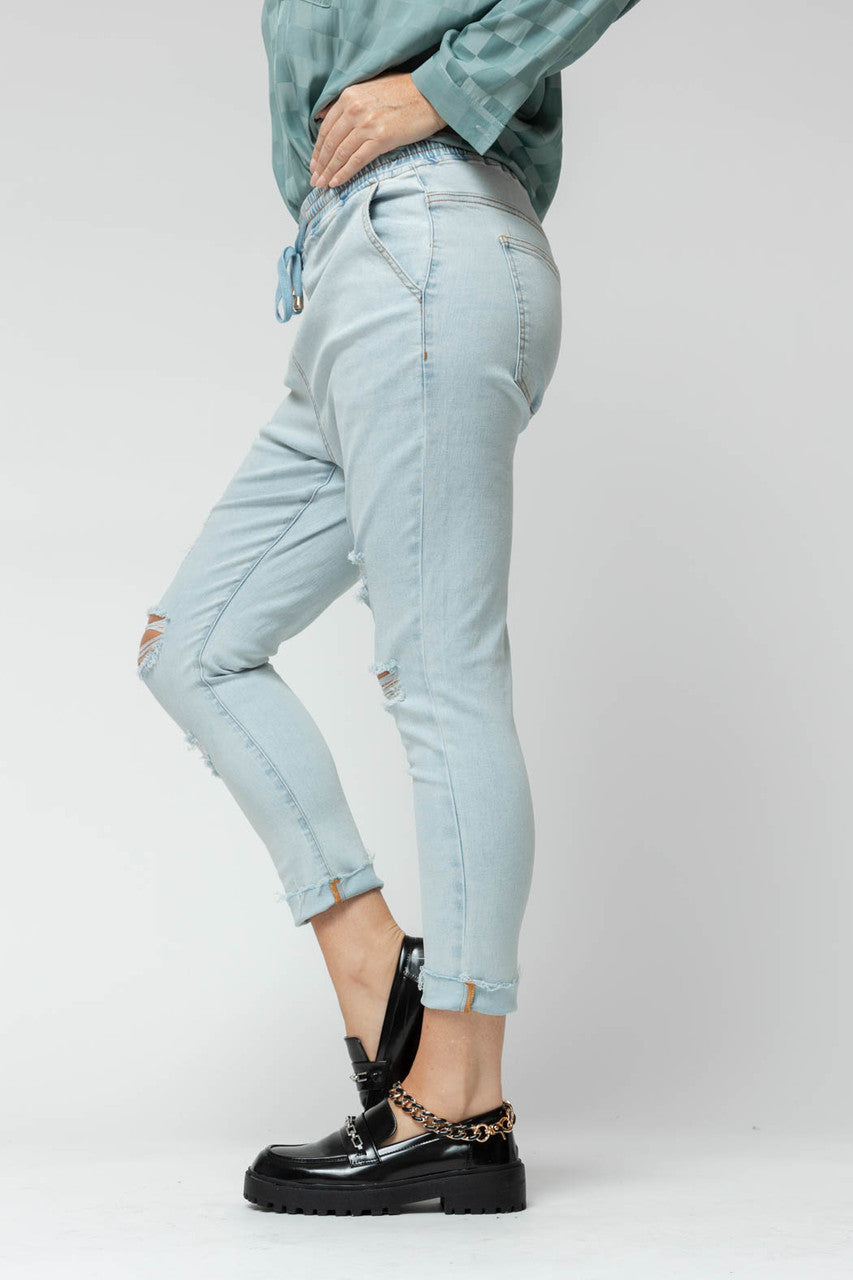 Light Denim Drawstring Jean