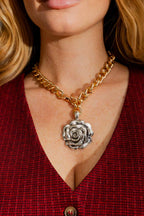 Gold/Silver Rose Necklace Gold/Silver O/S