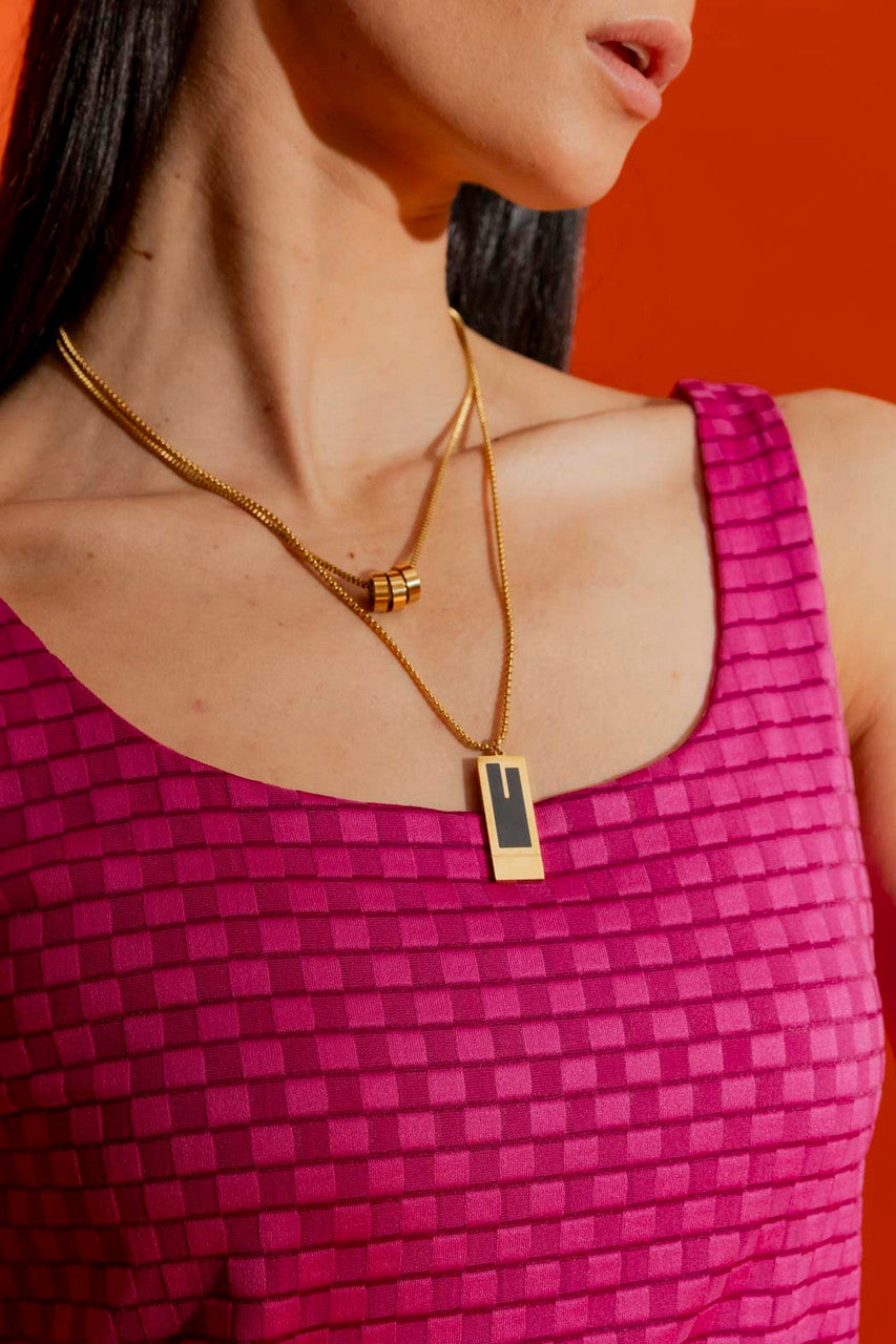 Pink Checkerboard Double Layer Cami