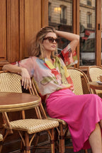 Print Lyocell Fluted Blogger Shirt