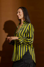 Navy/Green Stripe Femme Blogger Shirt Black/Green