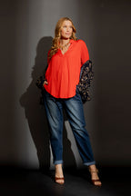 Red Ruffle Blogger Shirt