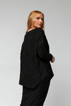 Black Shimmer Knit V Neck Jumper