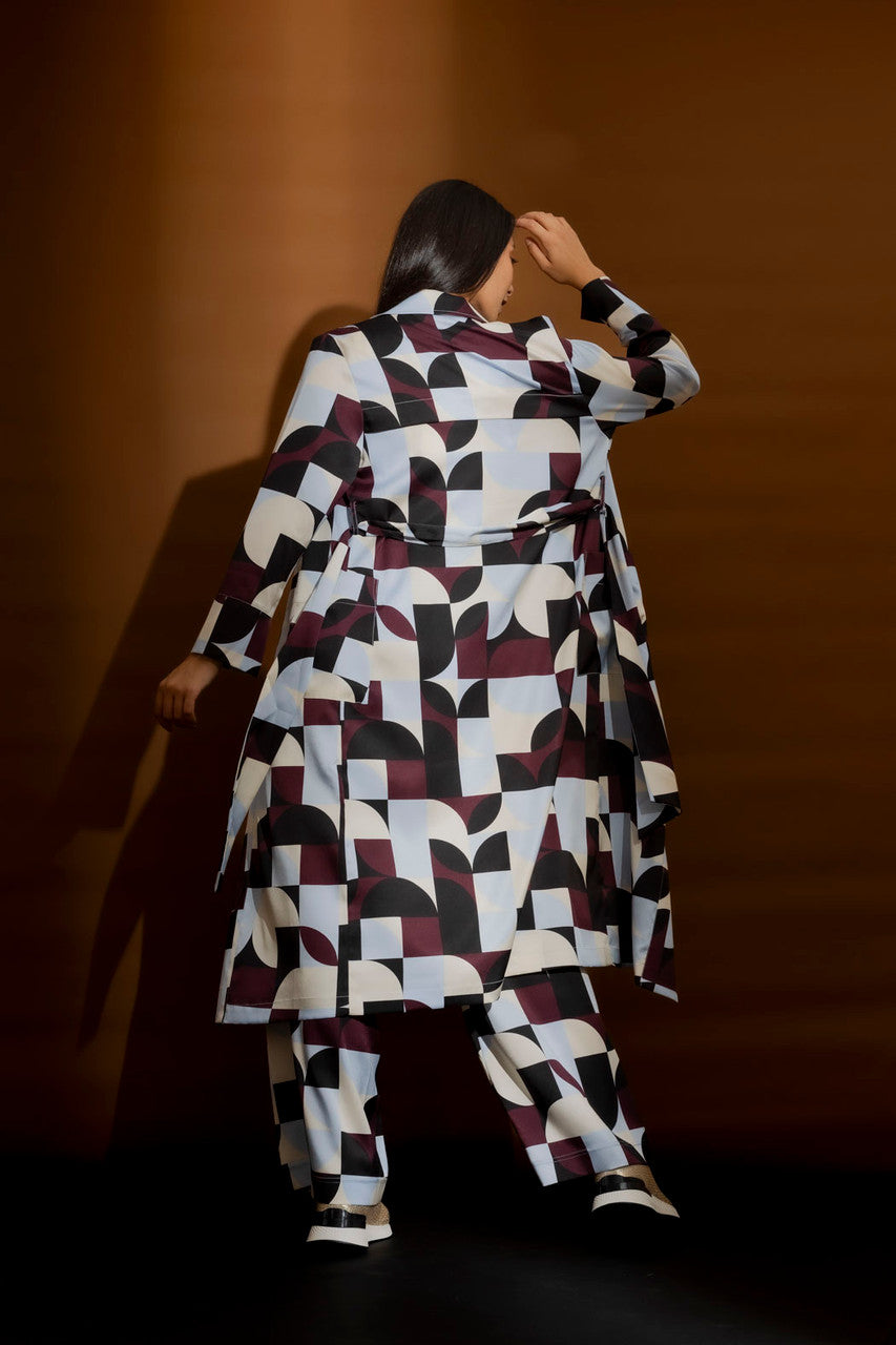 Blue/Merlot Retro Trench Coat