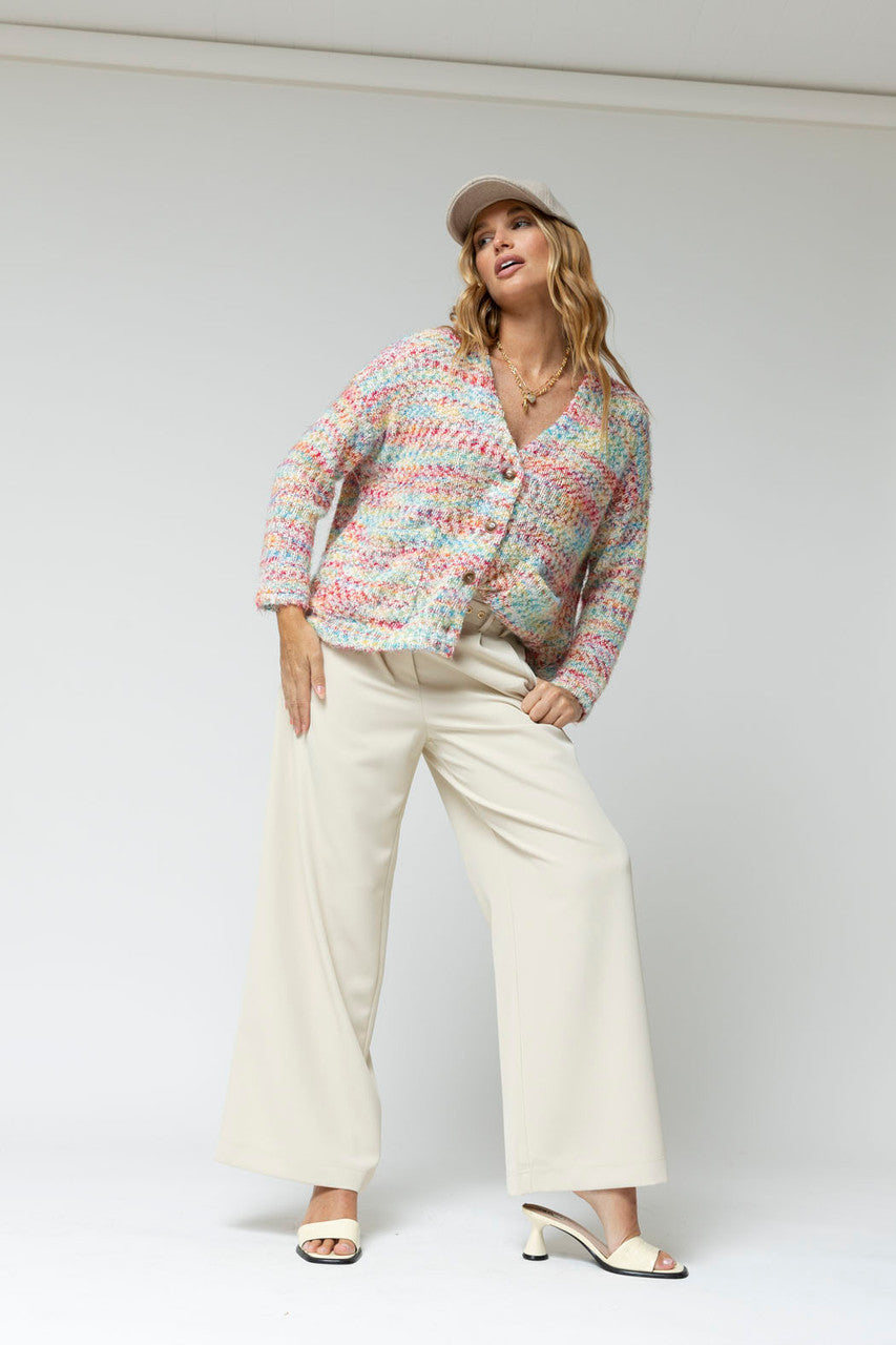 White Speckle Fluffy Pocket Cardi - Sale