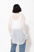 White Viscose Scarf Shirt