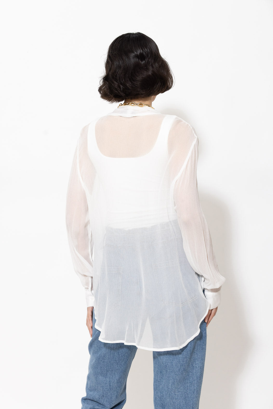 White Viscose Scarf Shirt