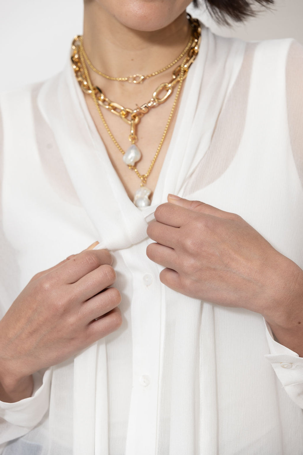 White Viscose Scarf Shirt