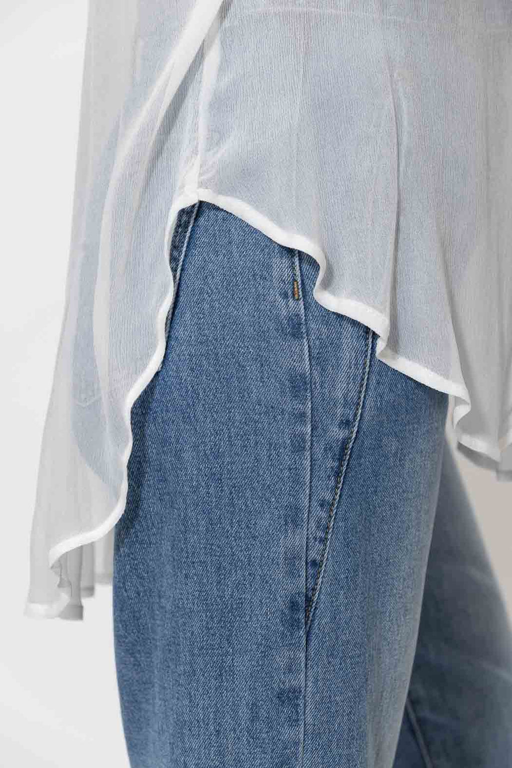 White Viscose Scarf Shirt