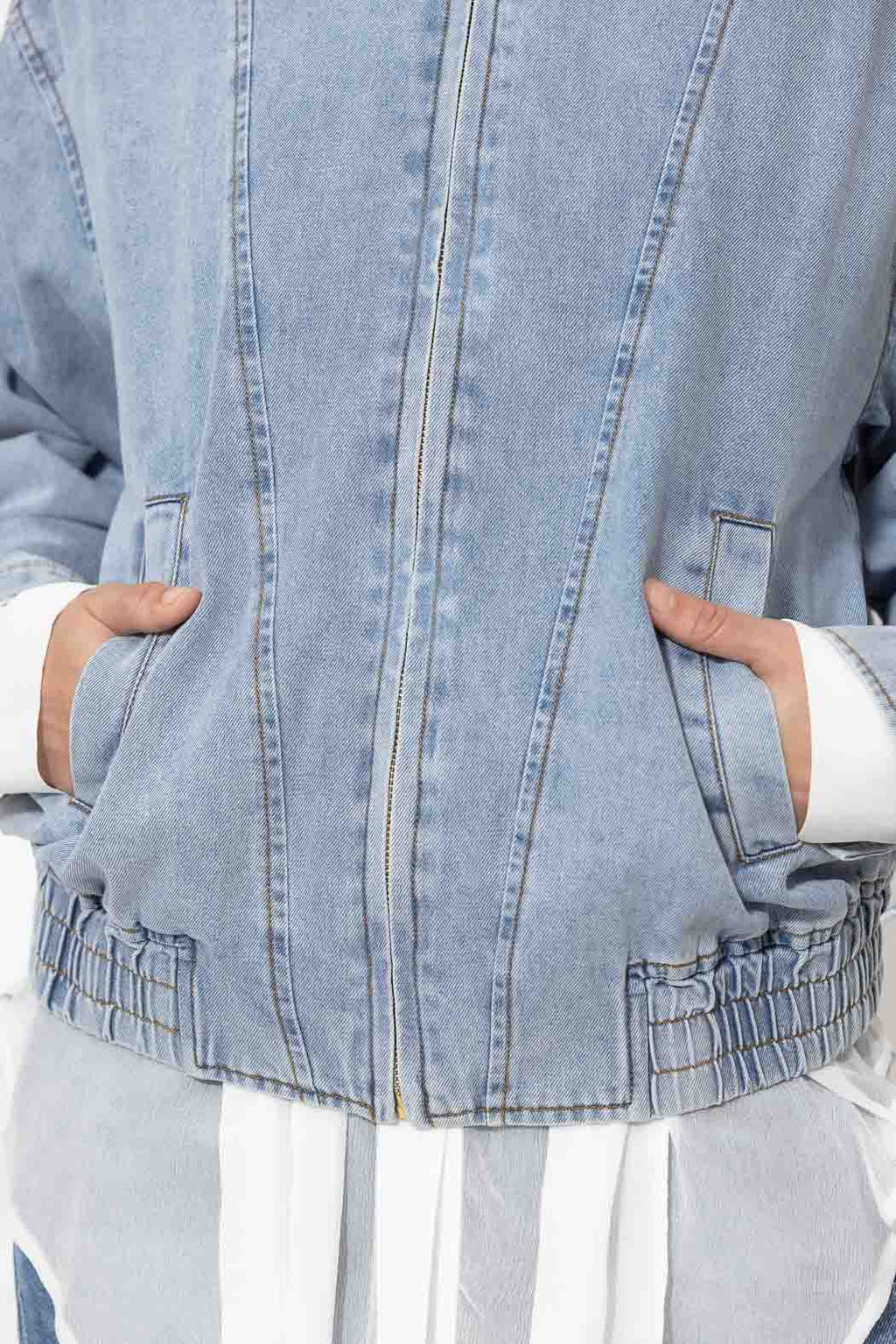 Light Denim Bomber Jacket