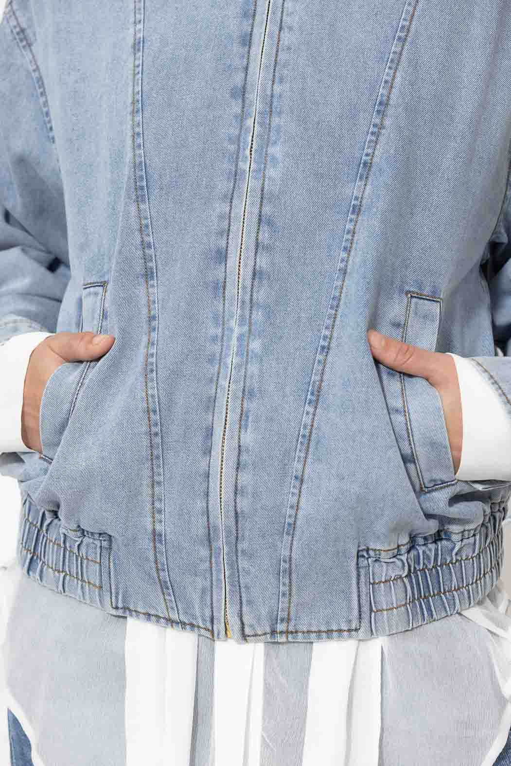 Light Denim Bomber Jacket