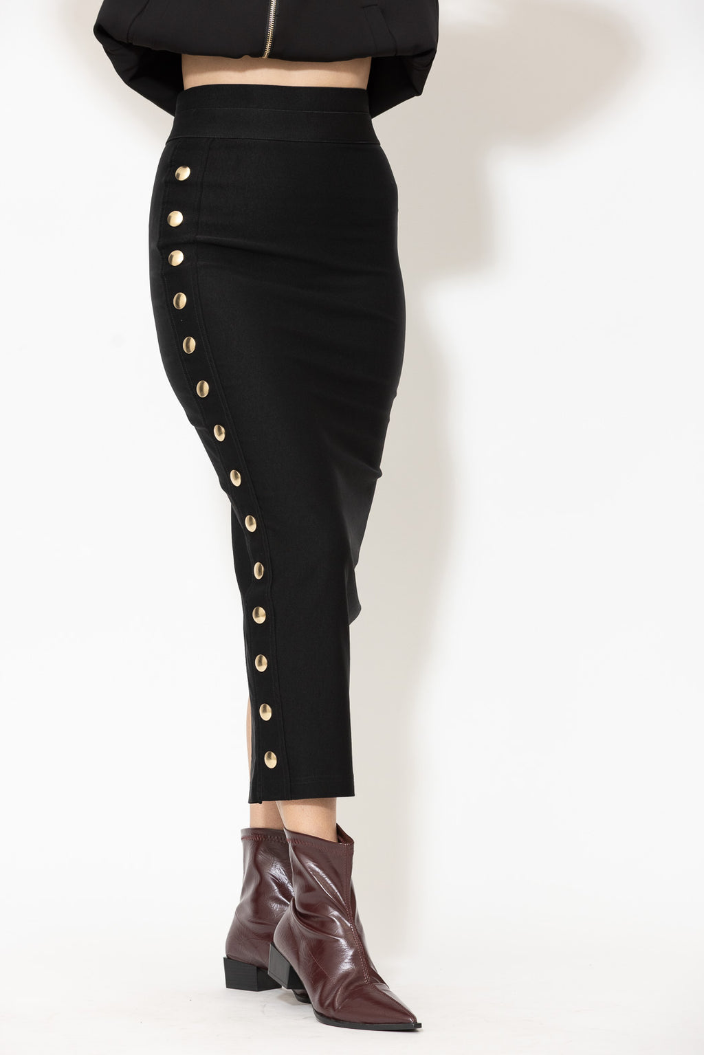 Black Stretch Stud Skirt