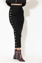 Black Stretch Stud Skirt