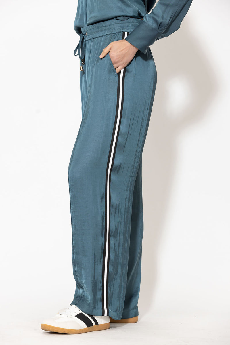 Teal Glow Pintuck Drawstring Pant