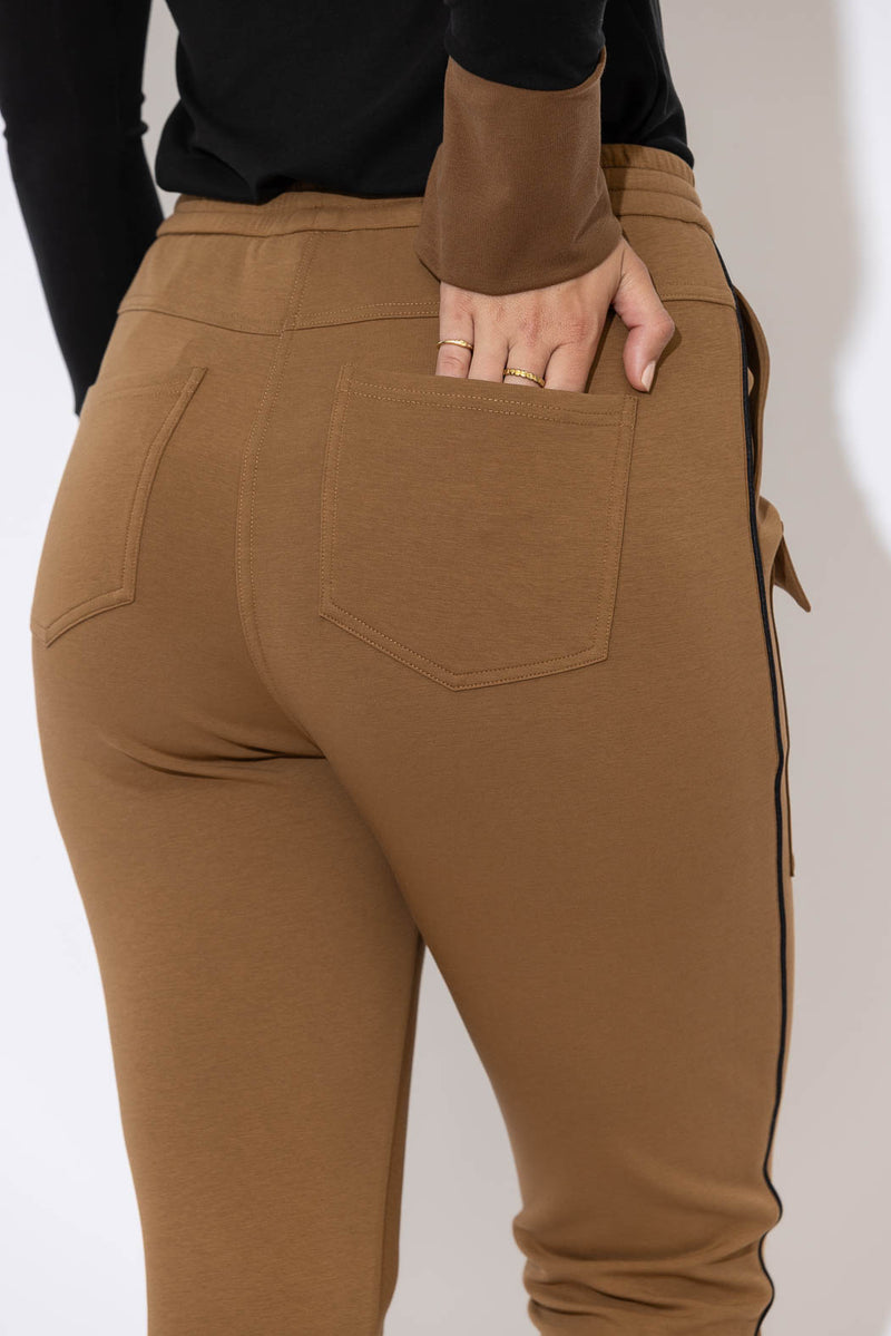 Tan Scuba Piped Cargo Pant
