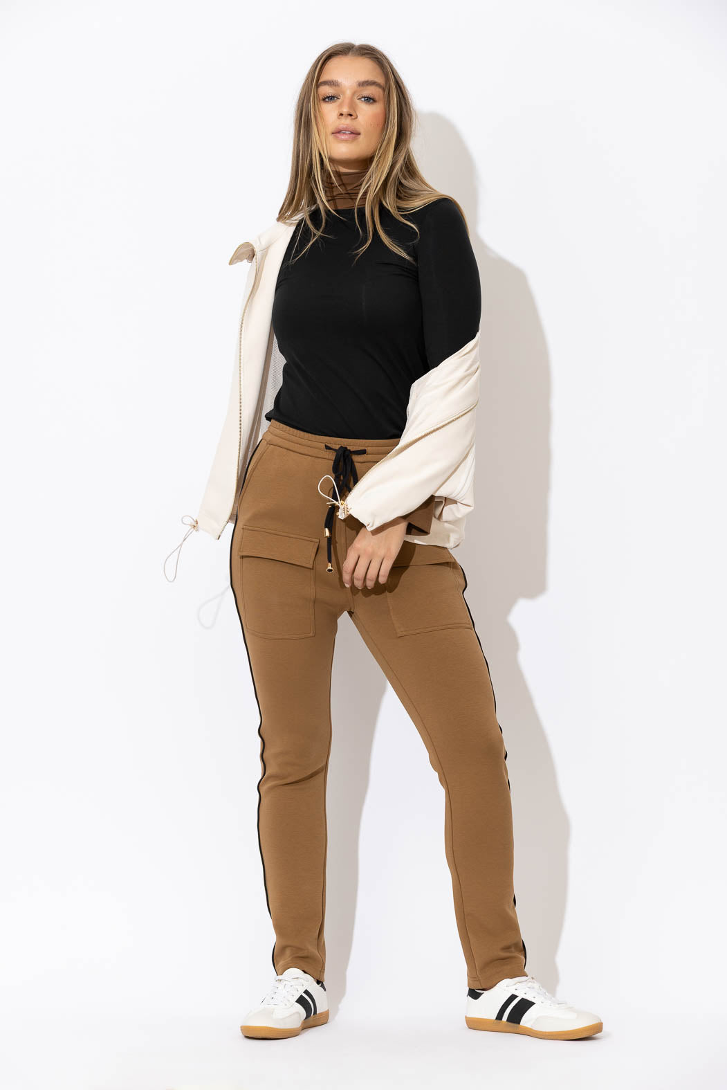 Tan Scuba Piped Cargo Pant