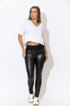 Black Faux Leather Tummy Shaper Miracle Pant