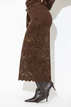 Chocolate Ponte Lace Skirt