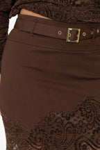 Chocolate Ponte Lace Skirt