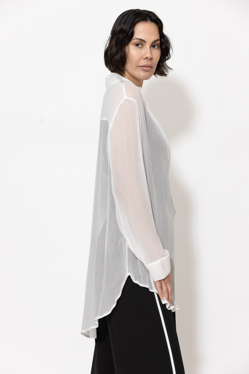 White Viscose Oversized Blogger Shirt