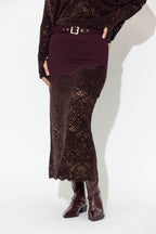 Burgundy Ponte Lace Skirt