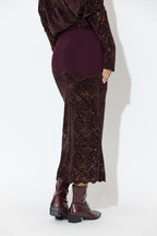 Burgundy Ponte Lace Skirt