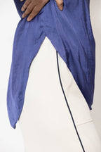 Soft Navy Glow Rib Cuff Blogger Shirt
