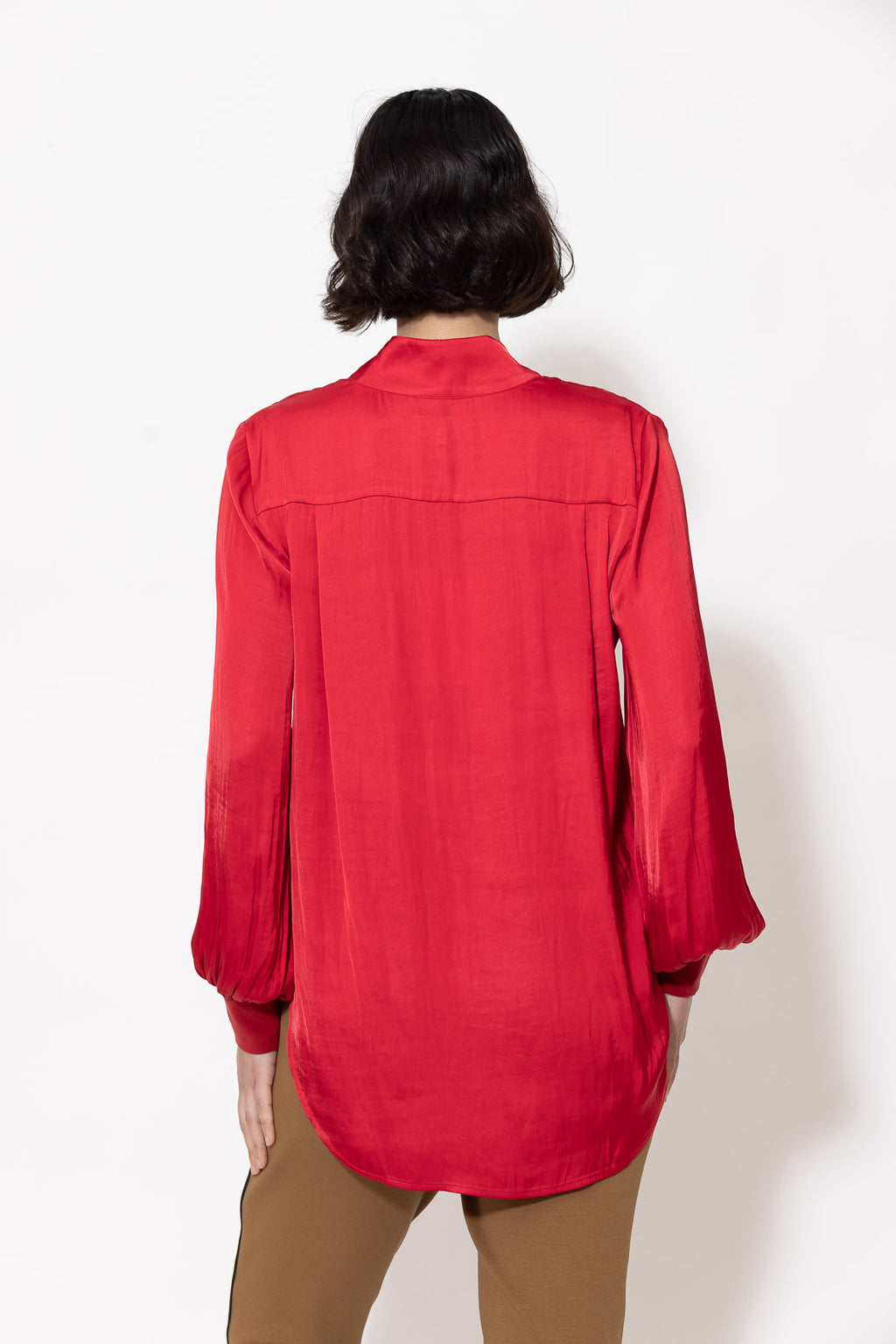 Red Glow Rib Cuff Blogger Shirt