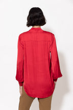 Red Glow Rib Cuff Blogger Shirt