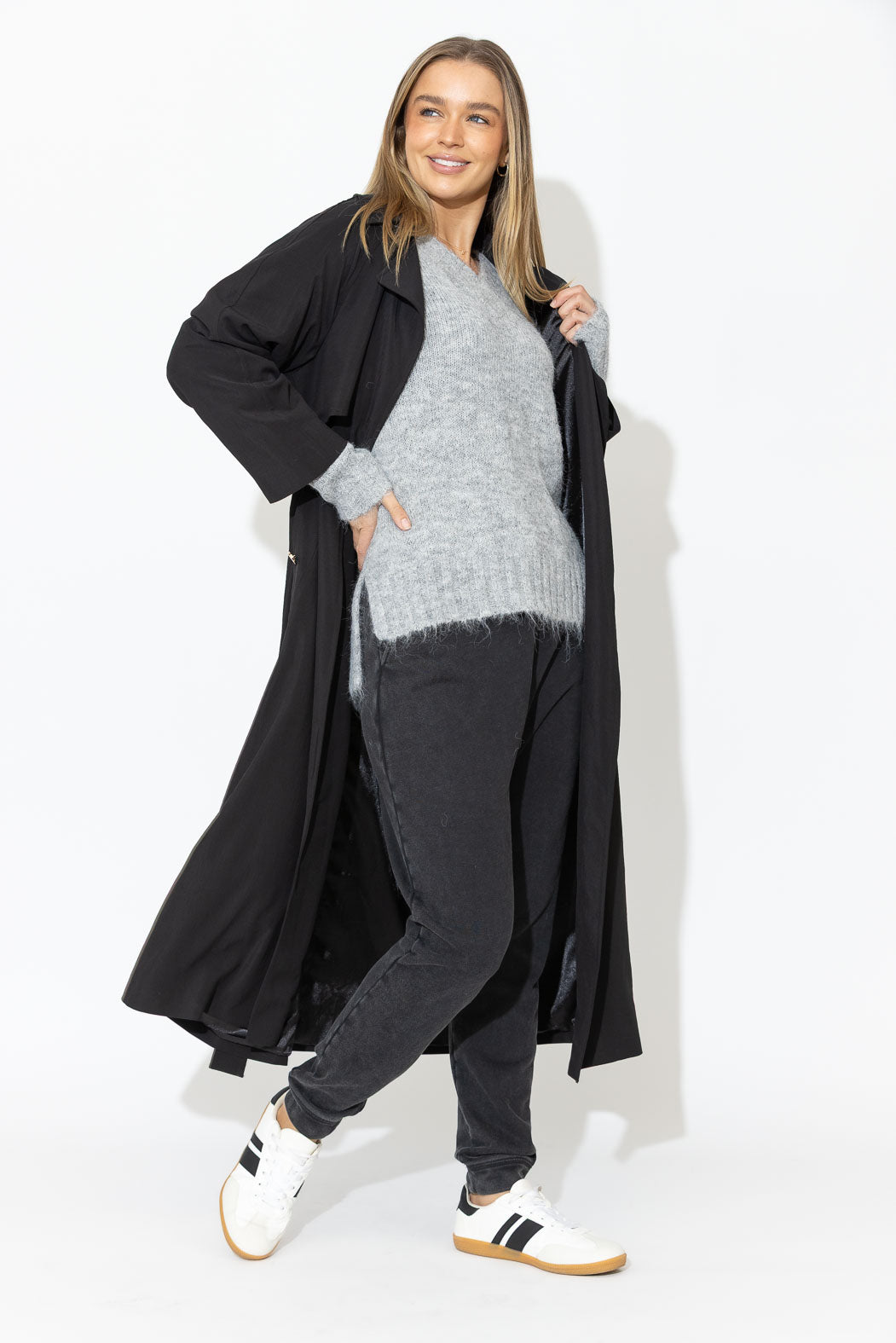 Silver Fluffy V Neck Jumper