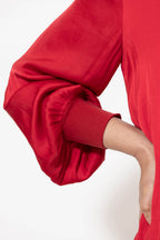 Red Glow Rib Cuff Blogger Shirt