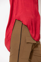 Red Glow Rib Cuff Blogger Shirt