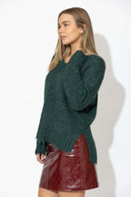 Forest Fluffy V Neck Jumper