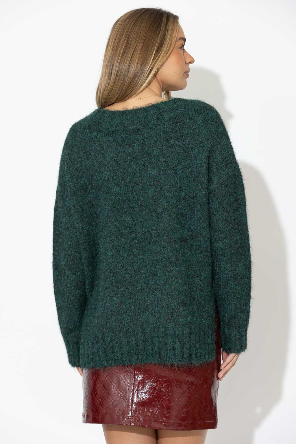 Forest Fluffy V Neck Jumper