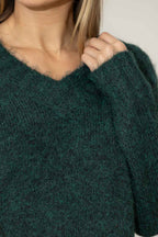 Forest Fluffy V Neck Jumper