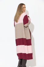 Pink Longline Block Cardi
