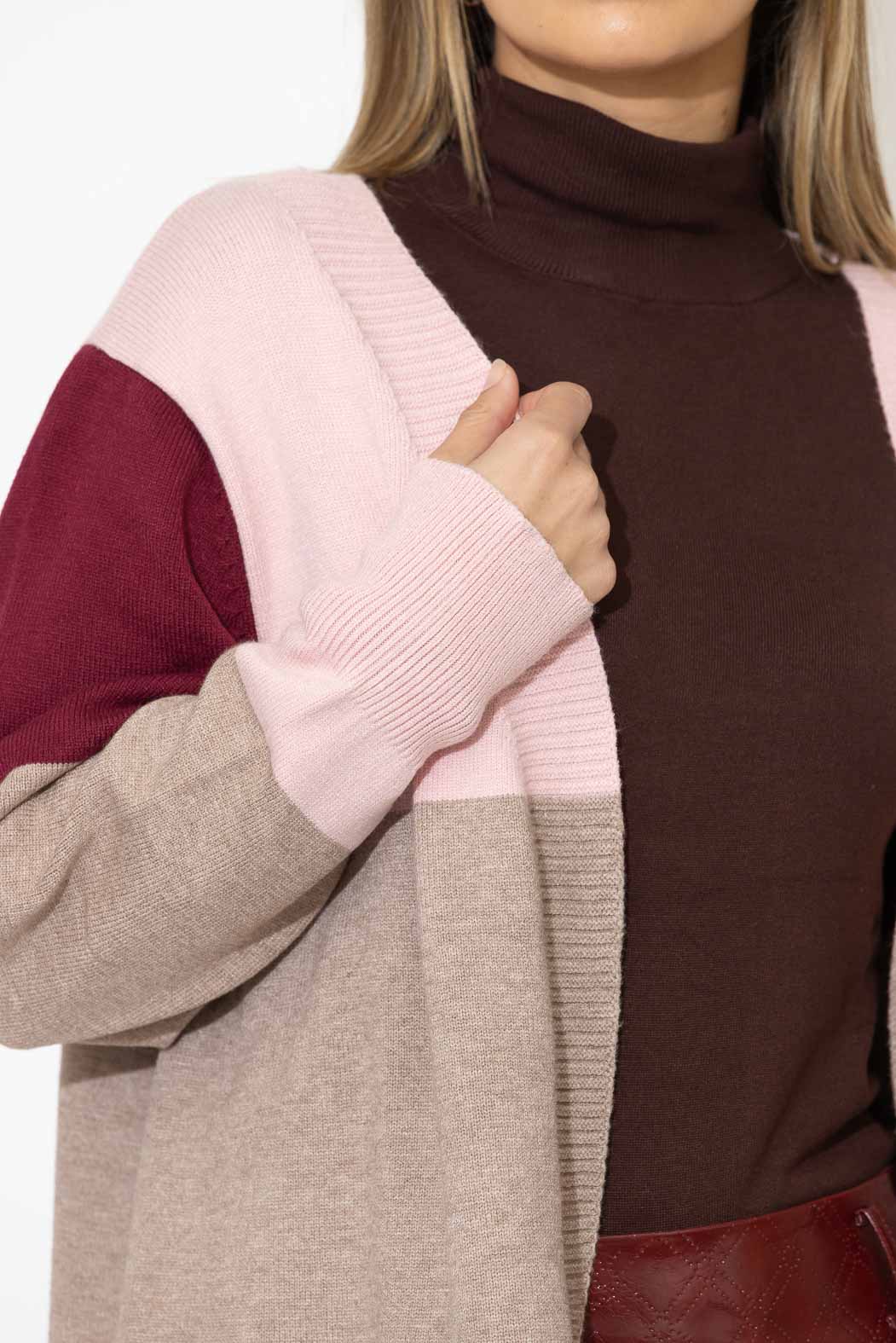 Pink Longline Block Cardi