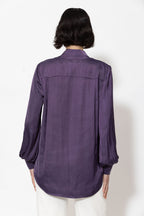 Plum Glow Rib Cuff Blogger Shirt