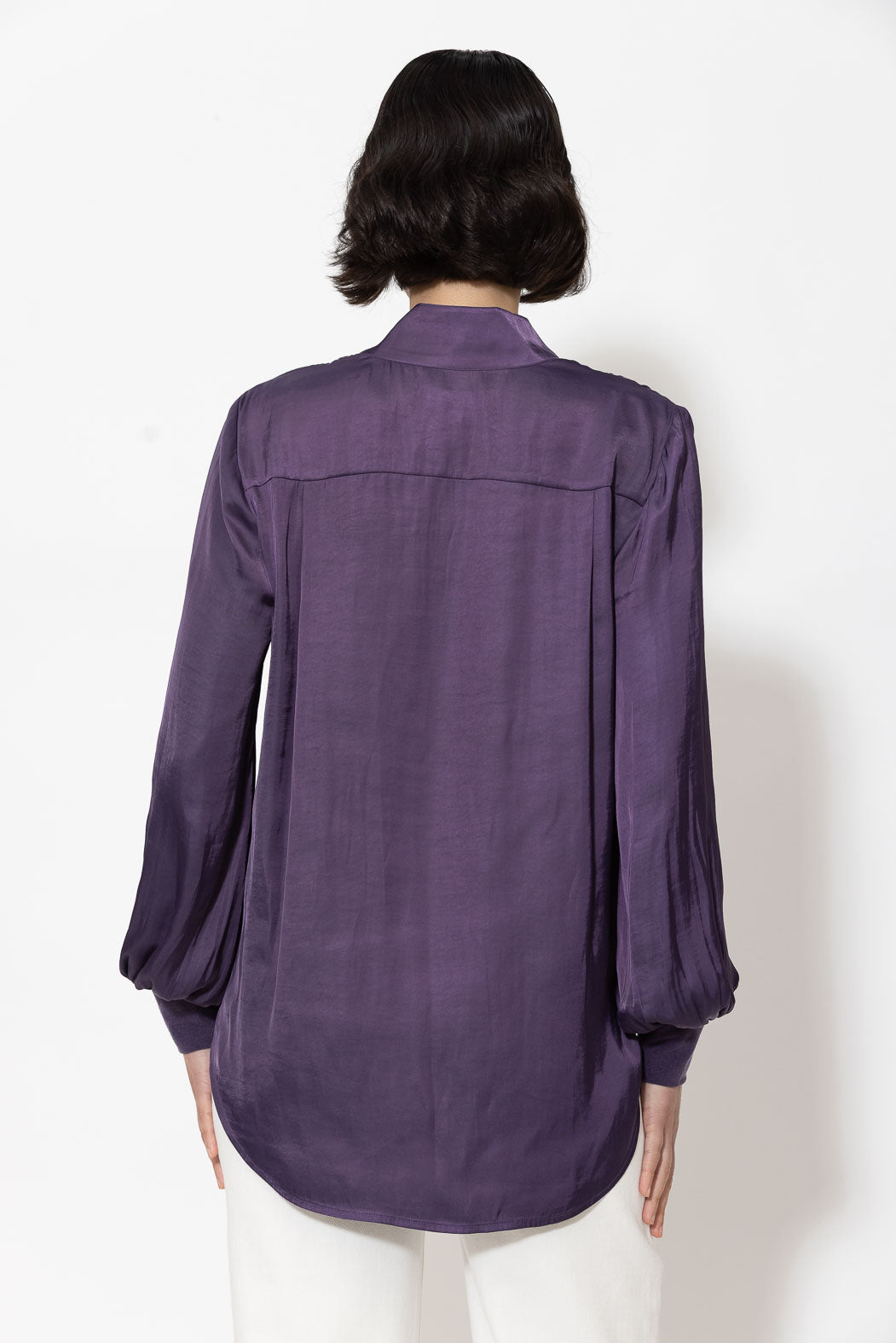 Plum Glow Rib Cuff Blogger Shirt