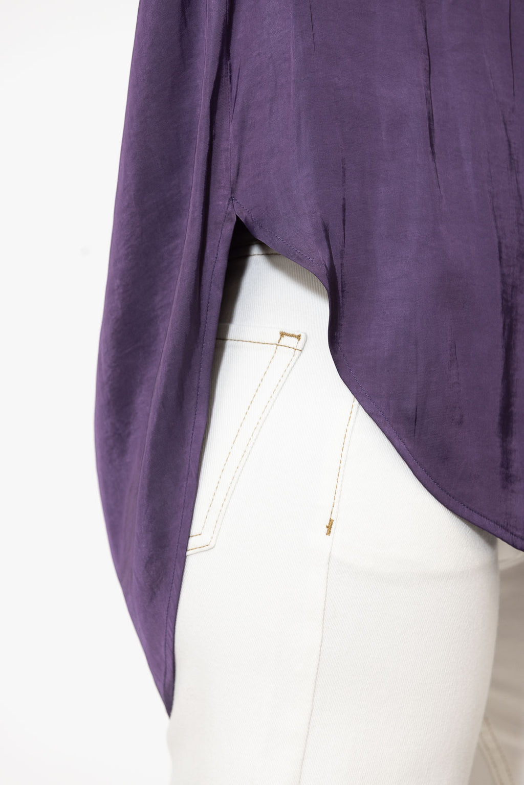 Plum Glow Rib Cuff Blogger Shirt